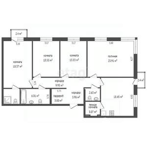 4-к квартира, вторичка, 119м2, 14/23 этаж