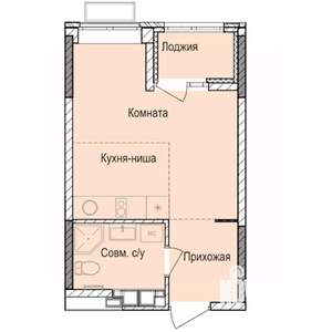 Студия квартира, строящийся дом, 26м2, 6/17 этаж