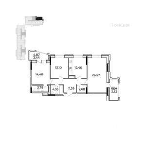 3-к квартира, строящийся дом, 98м2, 10/17 этаж