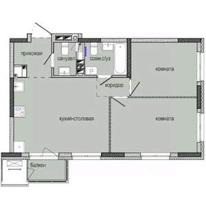 2-к квартира, строящийся дом, 55м2, 13/16 этаж
