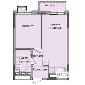 1-к квартира, строящийся дом, 37м2, 14/17 этаж
