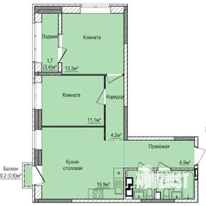 2-к квартира, строящийся дом, 63м2, 17/17 этаж