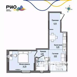 1-к квартира, вторичка, 44м2, 13/17 этаж