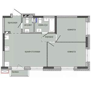 2-к квартира, строящийся дом, 55м2, 2/16 этаж