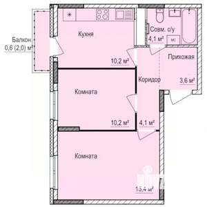 2-к квартира, строящийся дом, 48м2, 9/17 этаж
