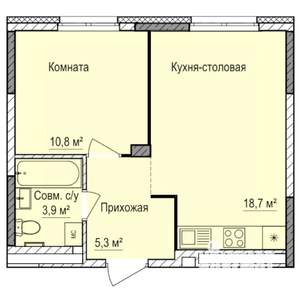 1-к квартира, строящийся дом, 39м2, 15/17 этаж