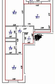 2-к квартира, вторичка, 72м2, 4/17 этаж