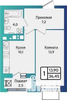 1-к квартира, строящийся дом, 37м2, 14/17 этаж