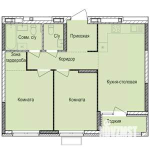 2-к квартира, строящийся дом, 58м2, 3/17 этаж