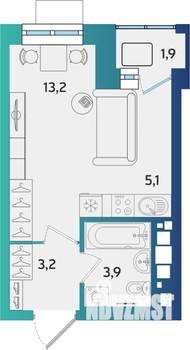 1-к квартира, строящийся дом, 26м2, 13/16 этаж