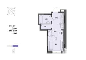 Студия квартира, вторичка, 25м2, 1/17 этаж