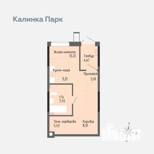 Студия квартира, вторичка, 44м2, 1/17 этаж