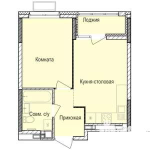 1-к квартира, строящийся дом, 35м2, 6/17 этаж