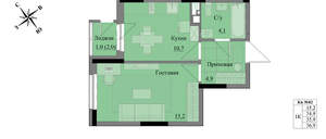 1-к квартира, вторичка, 36м2, 6/17 этаж