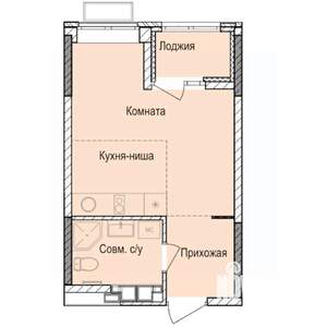 Студия квартира, строящийся дом, 26м2, 2/17 этаж