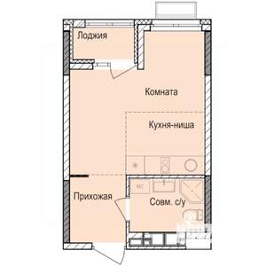 Студия квартира, строящийся дом, 26м2, 10/17 этаж