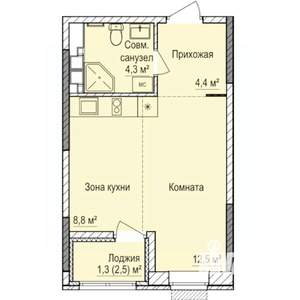 1-к квартира, строящийся дом, 31м2, 12/17 этаж