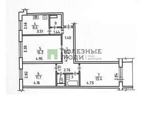 3-к квартира, вторичка, 66м2, 10/10 этаж