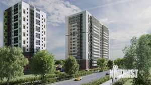 2-к квартира, строящийся дом, 35м2, 16/17 этаж