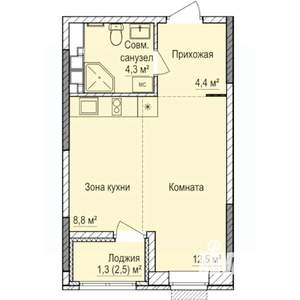 1-к квартира, строящийся дом, 31м2, 3/17 этаж