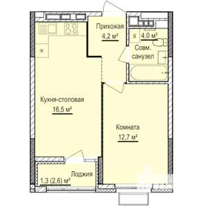1-к квартира, строящийся дом, 39м2, 17/17 этаж
