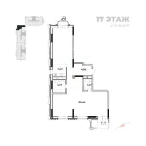 Студия квартира, строящийся дом, 108м2, 17/17 этаж
