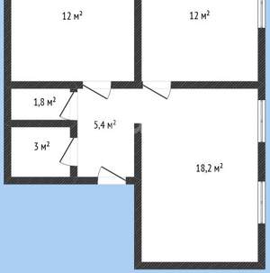 2-к квартира, вторичка, 52м2, 1/18 этаж