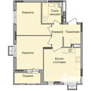 2-к квартира, строящийся дом, 55м2, 2/17 этаж