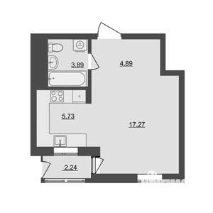 Студия квартира, строящийся дом, 34м2, 10/17 этаж