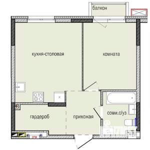 1-к квартира, строящийся дом, 42м2, 2/16 этаж