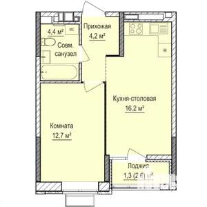 1-к квартира, строящийся дом, 39м2, 17/17 этаж
