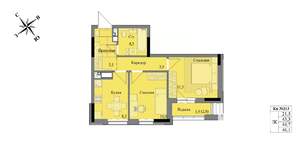 2-к квартира, вторичка, 45м2, 15/17 этаж