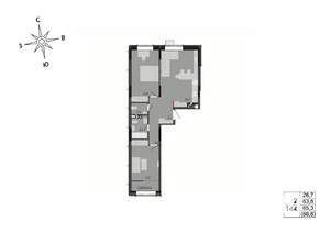 2-к квартира, строящийся дом, 65м2, 5/17 этаж