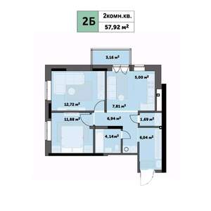 2-к квартира, строящийся дом, 58м2, 8/26 этаж