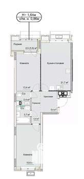 3-к квартира, сданный дом, 70м2, 2/17 этаж