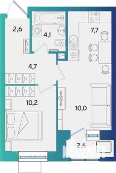 2-к квартира, строящийся дом, 41м2, 2/16 этаж