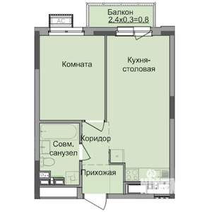 1-к квартира, строящийся дом, 38м2, 11/17 этаж