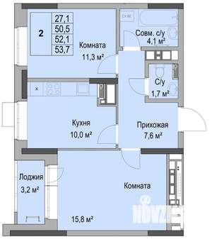 2-к квартира, вторичка, 52м2, 15/17 этаж