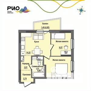 2-к квартира, вторичка, 47м2, 5/17 этаж