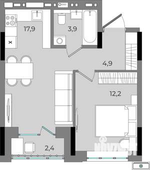 1-к квартира, вторичка, 41м2, 7/16 этаж
