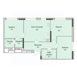3-к квартира, вторичка, 74м2, 4/17 этаж