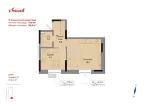 1-к квартира, вторичка, 38м2, 1/17 этаж