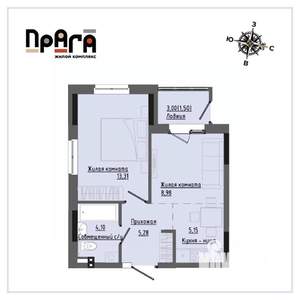 1-к квартира, вторичка, 38м2, 3/17 этаж