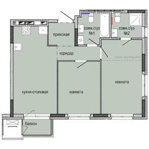 2-к квартира, вторичка, 58м2, 10/16 этаж