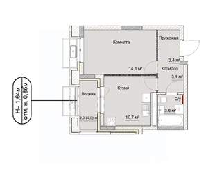 1-к квартира, сданный дом, 37м2, 2/17 этаж