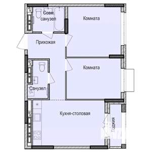 2-к квартира, строящийся дом, 55м2, 3/17 этаж