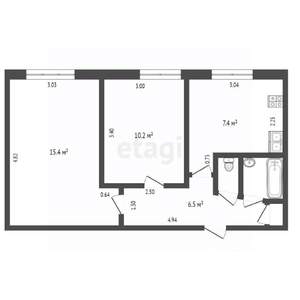 2-к квартира, вторичка, 43м2, 8/9 этаж