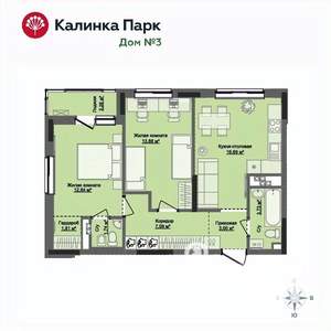 2-к квартира, вторичка, 62м2, 7/17 этаж