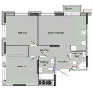 2-к квартира, строящийся дом, 62м2, 7/16 этаж