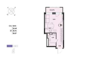 Студия квартира, вторичка, 26м2, 3/17 этаж